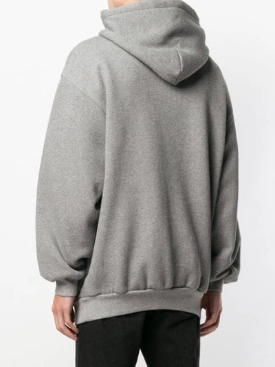 Shop Balenciaga Printed Logo Hoodie In Grey