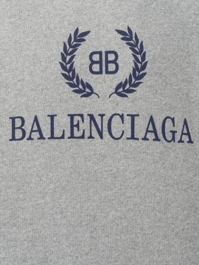 Shop Balenciaga Printed Logo Hoodie In Grey