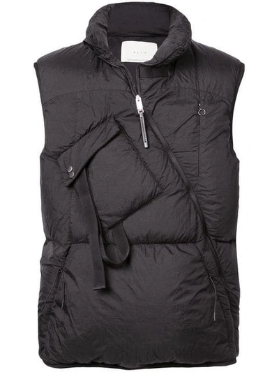 Shop Alyx Asymmetric Puffer Vest In Black