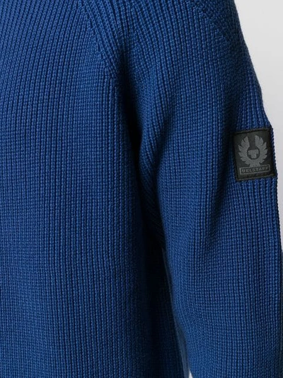 Shop Belstaff Zipped Up Cardigan In Blue