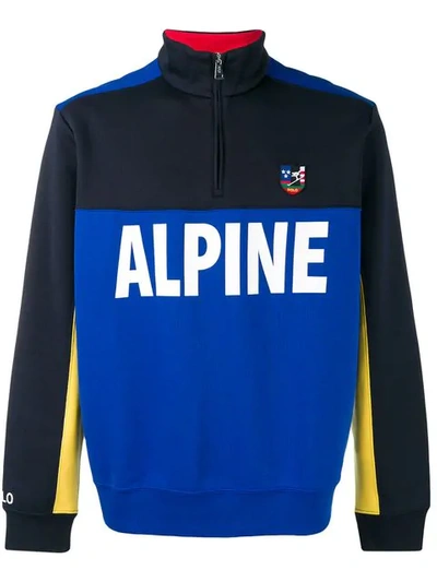 Shop Polo Ralph Lauren Alpine Zipped Sweatshirt In Blue