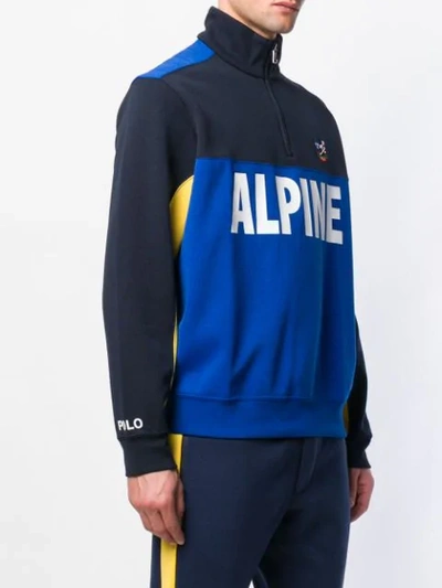 Shop Polo Ralph Lauren Alpine Zipped Sweatshirt In Blue