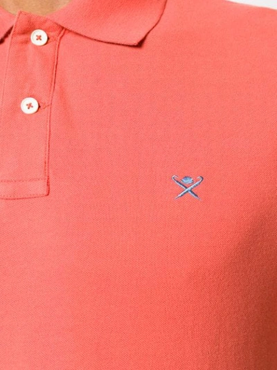 Shop Hackett Logo Embroidered Polo Shirt In Orange
