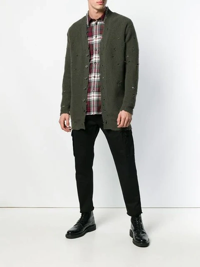 Shop Overcome Distressed Oversized Cardigan In Green