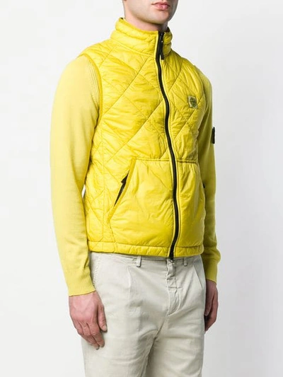 Shop Stone Island Quilted Gilet In Yellow
