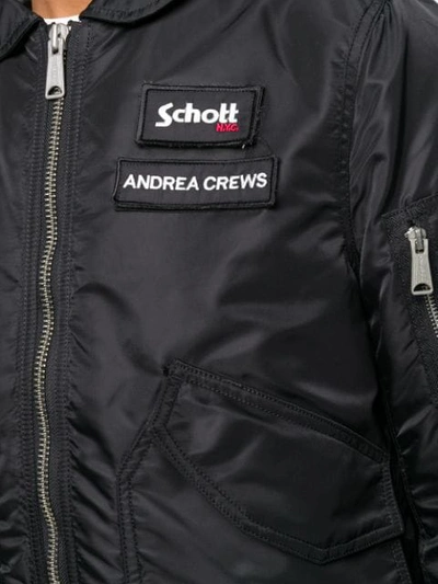 Shop Andrea Crews Zipped Up Bomber Jacket - Black
