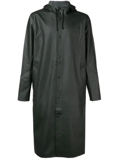 Shop Stutterheim Long Hooded Rain Jacket - Black