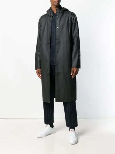 Shop Stutterheim Long Hooded Rain Jacket - Black