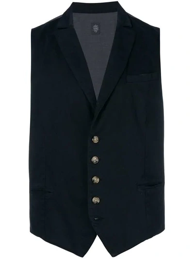 Shop Eleventy Buttoned Waistcoat In Blue