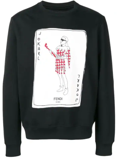 Shop Fendi Graphic Print Sweatshirt In Black
