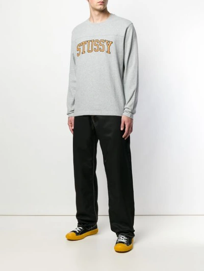 Shop Stussy Logo Sweatshirt In Grey