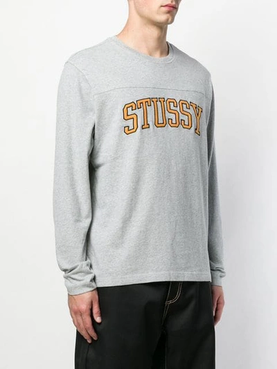 Shop Stussy Logo Sweatshirt In Grey