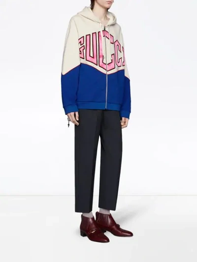 Gucci Game Logo Felted Cotton Jersey Zip Hoodie In Multicolor ModeSens