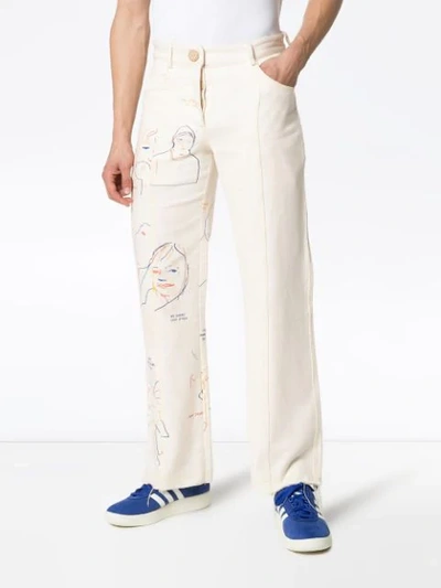 Shop Bethany Williams Portraits Print Straight Leg Jeans In Neutrals