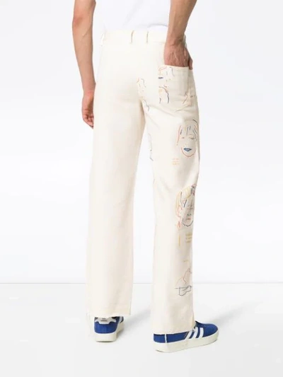 Shop Bethany Williams Portraits Print Straight Leg Jeans In Neutrals