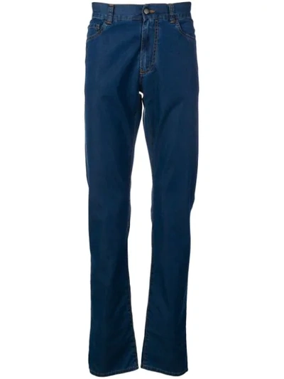 Shop Canali Straight Leg Jeans In Blue