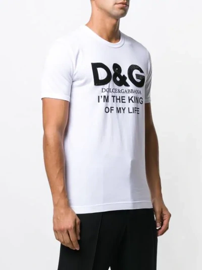 Shop Dolce & Gabbana 'i'm The King Of My Life' T-shirt In White