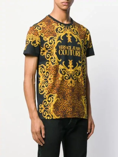 Shop Versace Jeans Logo Baroque Print T-shirt In Yellow