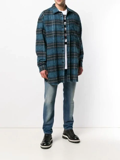 Shop Diesel Tape Detail Checked Shirt In 81c Blue