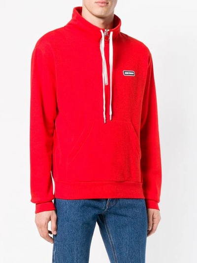 Shop Ami Alexandre Mattiussi Ami Paris Patch Half-zipped Sweatshirt In Red