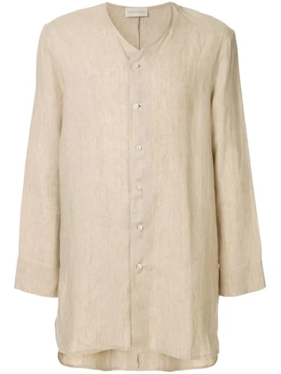 Shop Sartorial Monk Side Slits Tunic Shirt In Neutrals