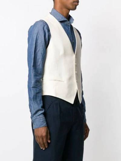 Shop Tagliatore Knitted Waistcoat In White