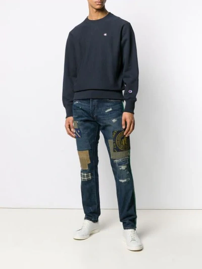 Shop Polo Ralph Lauren Contrast Patch Jeans - Blue