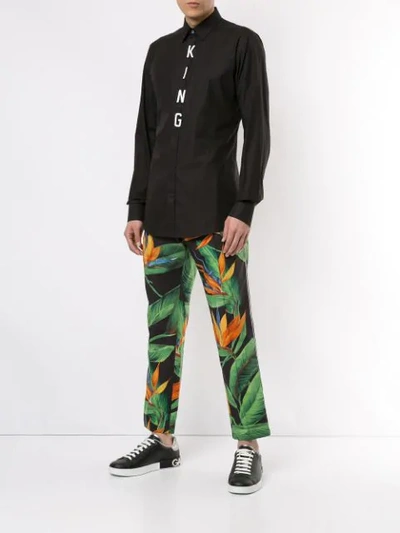 Shop Dolce & Gabbana Bird Of Paradise Print Track Trousers In Black