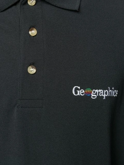 Shop Geo Logo Embroidered Polo Shirt In Black