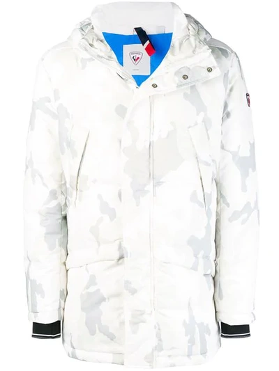 Shop Rossignol Camouflage Print Hooded Coat In 969 Camo White