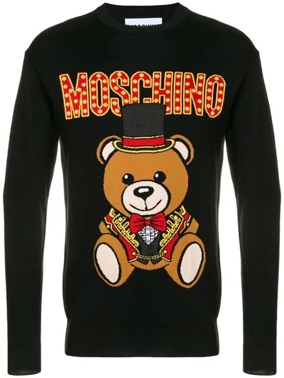 Shop Moschino Teddy Logo Sweatshirt In Black