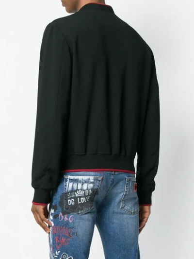 Shop Dolce & Gabbana Contrast Trim Bomber Jacket In Black