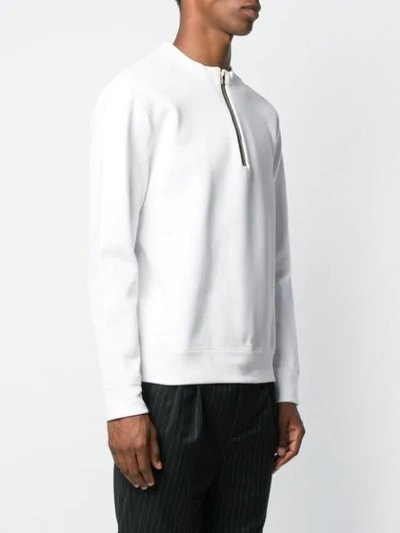 Shop Versace Collection Zipped Collar Sweatshirt - White