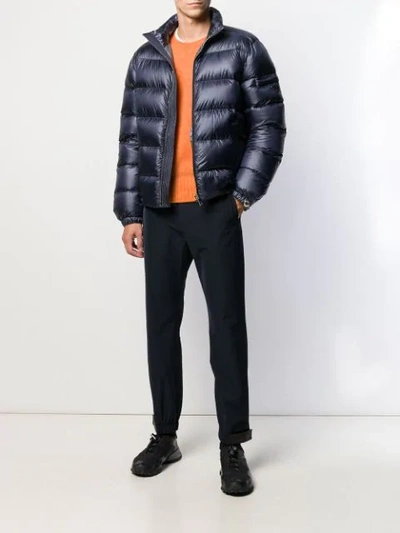 Shop Prada Quilted Zipped Jacket In Blue