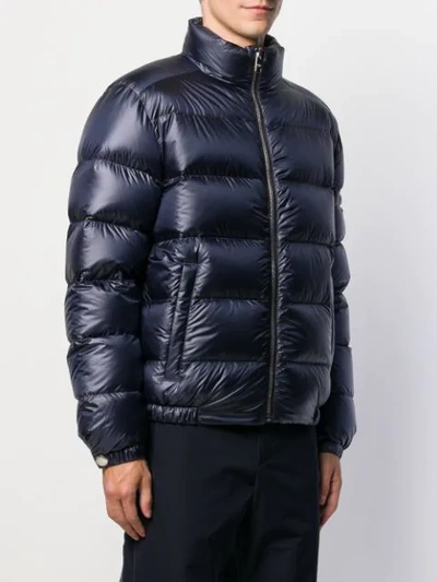 Shop Prada Quilted Zipped Jacket In Blue