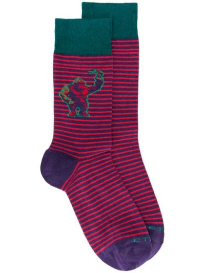 Shop Etro Striped Gorilla Socks In Purple