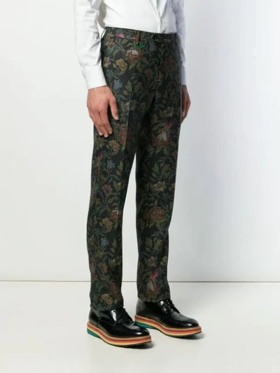 Shop Etro Rose-print Trousers In Black