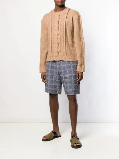 Shop Jw Anderson Cable Knit Jumper In Neutrals