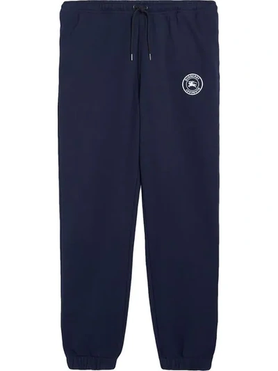 Shop Burberry Logo Track Trousers In Blue