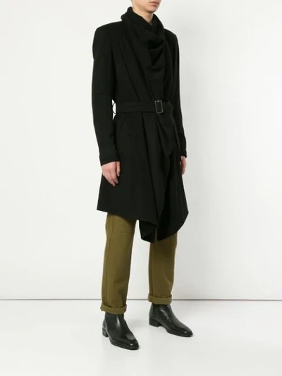 Shop Balmain Wrap Belted Coat In 176  Black