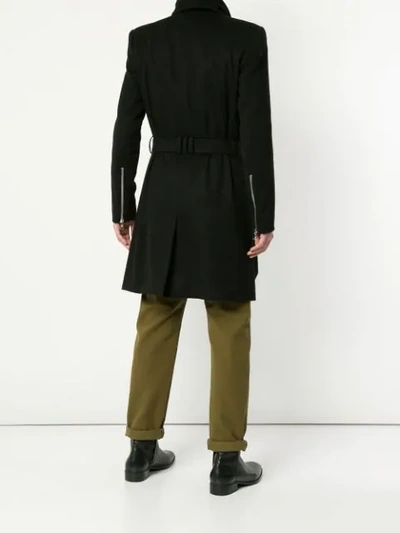 Shop Balmain Wrap Belted Coat In 176  Black