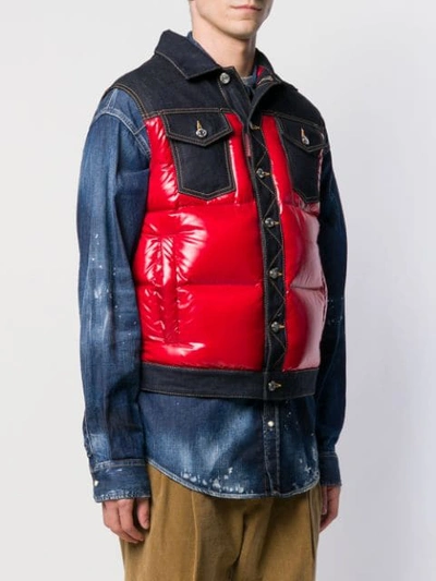 Shop Dsquared2 Quilted Colour-block Gilet In Blue