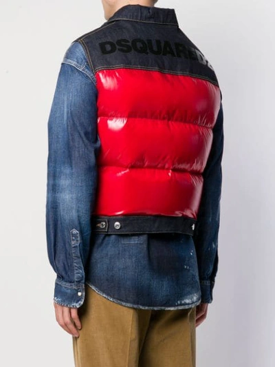 Shop Dsquared2 Quilted Colour-block Gilet In Blue
