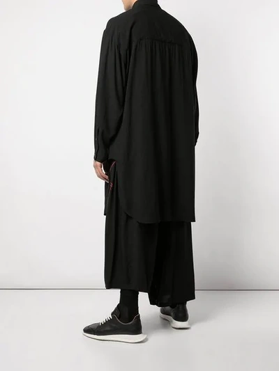 Shop Yohji Yamamoto Long Printed Shirt - Black