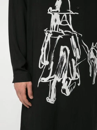 YOHJI YAMAMOTO LONG PRINTED SHIRT - 黑色