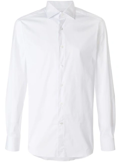 Shop Bagutta Long-sleeve Buttoned Shirt - White