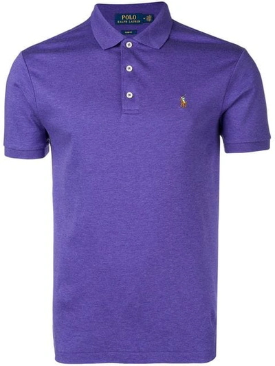 Shop Polo Ralph Lauren Embroidered Logo Polo Shirt In Purple