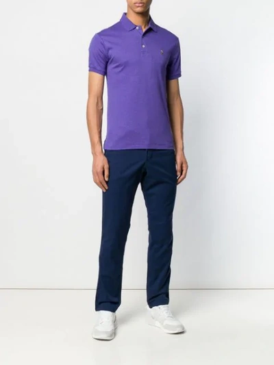 Shop Polo Ralph Lauren Embroidered Logo Polo Shirt In Purple