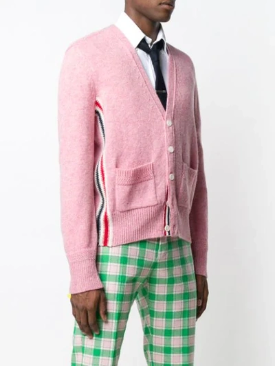 Shop Thom Browne Relaxed Rwb Intarsia Stripe Cardigan In Pink