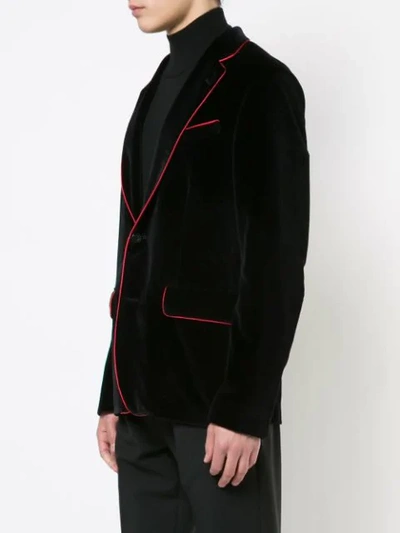 Shop Alexander Mcqueen Contrast Piped Blazer In Black